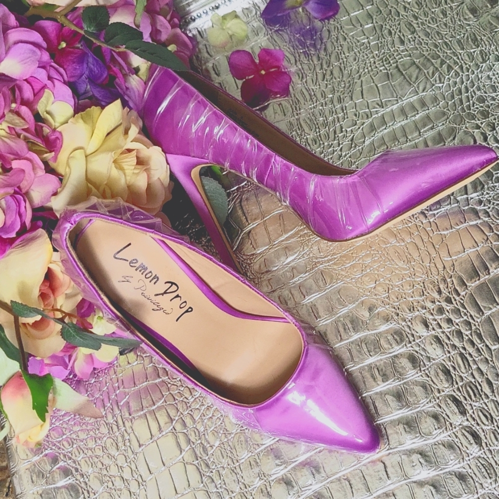 NEW!!! | Clear | Vinyl Wrapped | Satin | Fuchsia | Pumps | Size 7.5